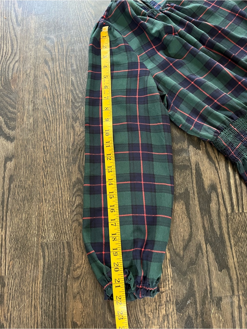 J. Crew Glendale Green & Navy Plaid Cinched Waist Sheer Mini Dress Size M - Picture 7 of 7